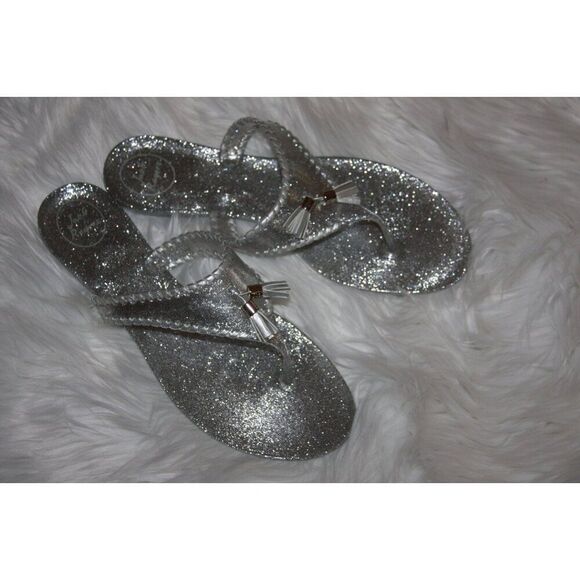 Jack Rogers Women's 11M Silver Sparkle Alana Jelly sandals - New - Picture 2 of 4